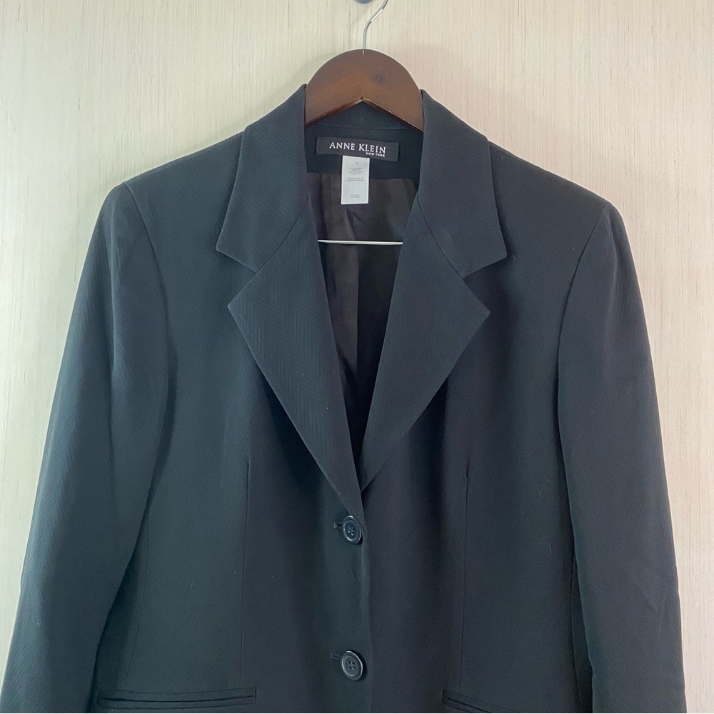 Anne Klein New York Women’s Notch Collar Two Button Chevron Pattern Blazer 12 - Picture 4 of 7